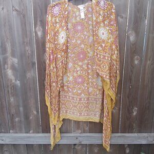 Free People 00s Top Shawl Duster Boho Festival kimono boho wrap one size y2k